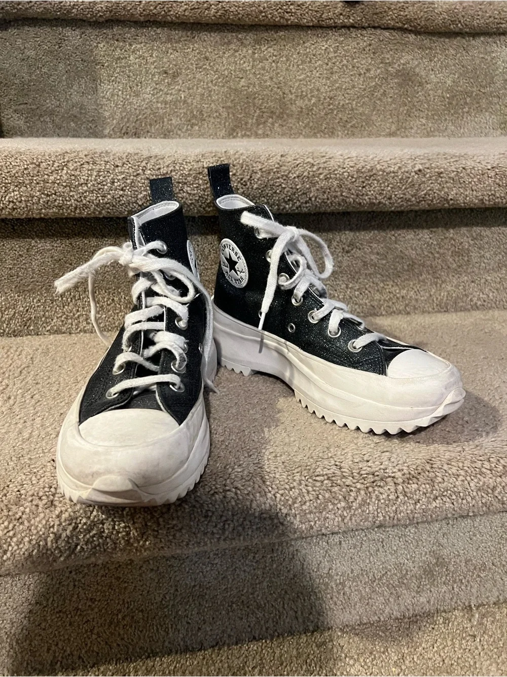 Women’s Black High-Top Shiny Platform Converse